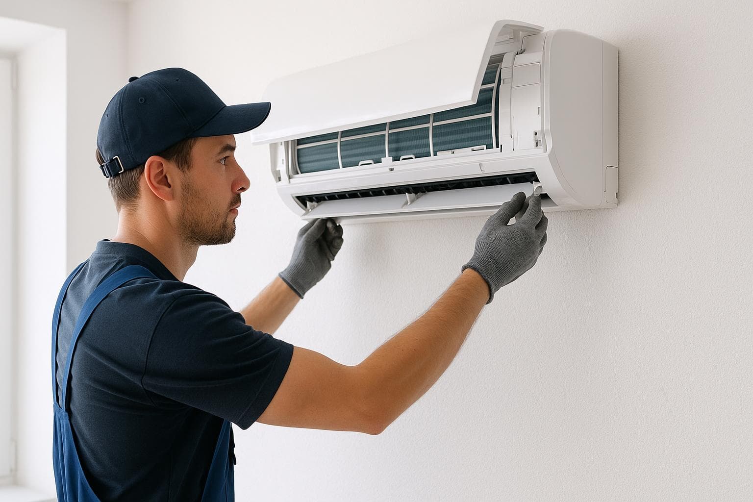 Profesional de climatización trabajando en Barcelona