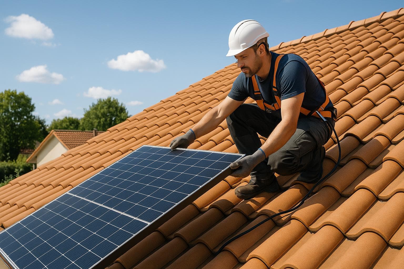 Profesional de energía solar trabajando en Barcelona