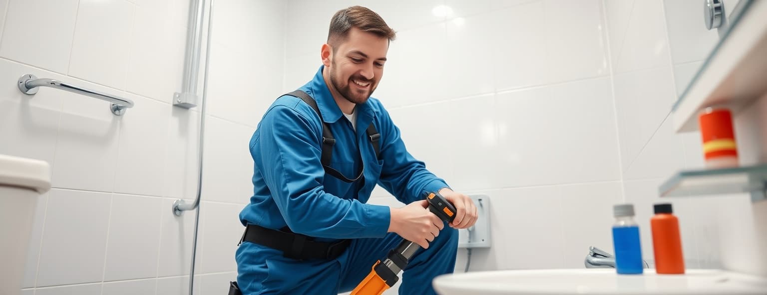 Profesional de fontanería trabajando en Barcelona