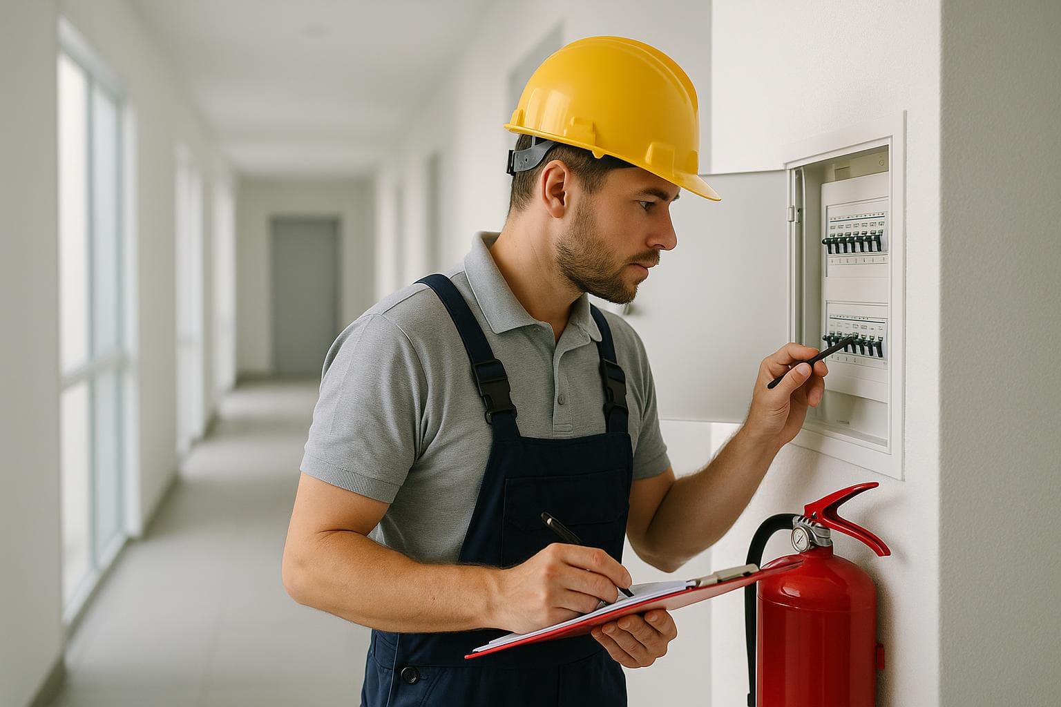 Profesional de mantenimiento de edificios trabajando en Barcelona