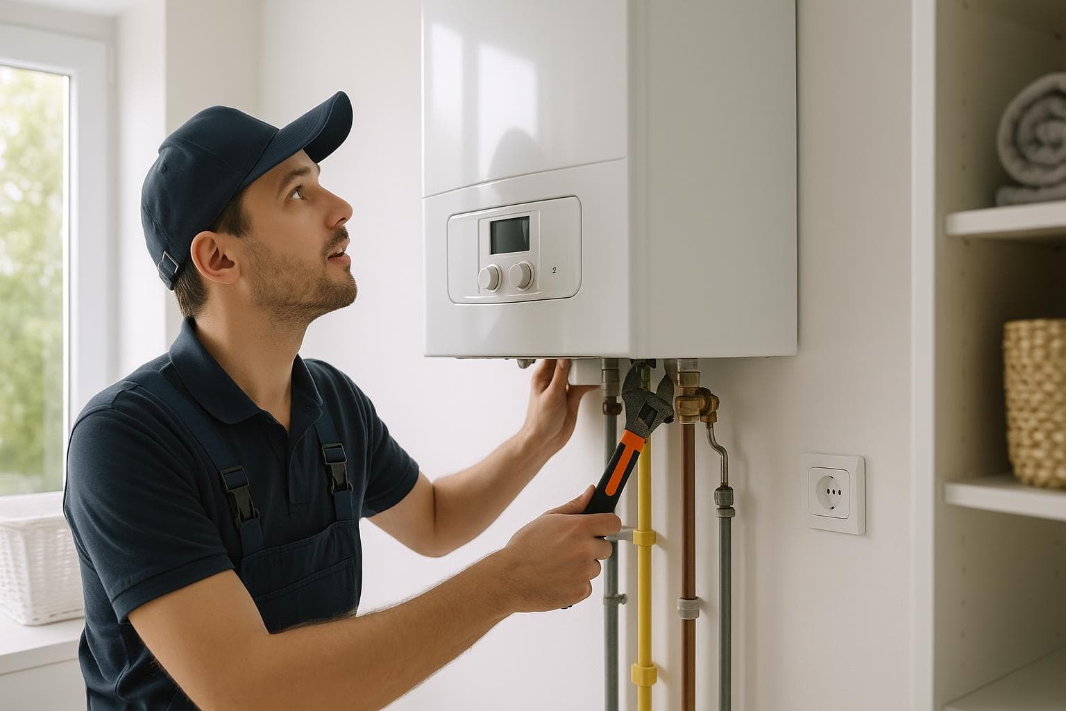 Profesional de calefacción trabajando en Malaga