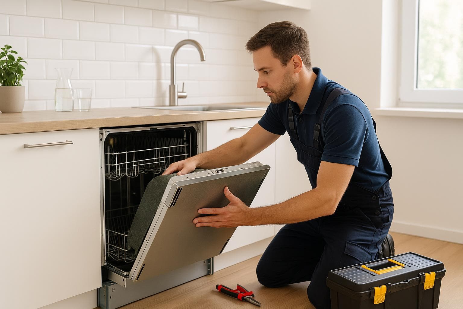 Profesional de instalación de electrodomésticos trabajando en Barcelona