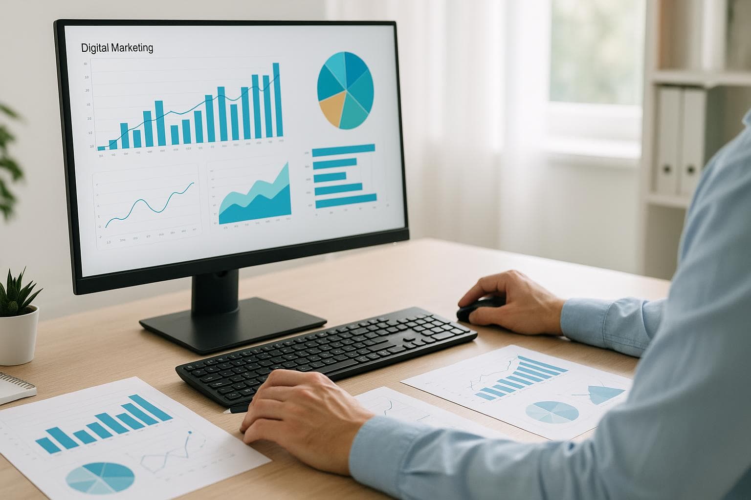 Profesional de marketing digital trabajando en Barcelona