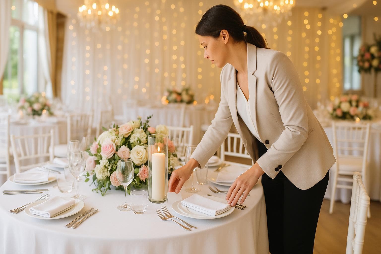 Profesional de organización de eventos trabajando en Barcelona