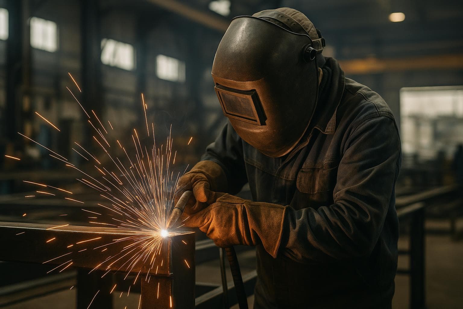 Profesional de soldadura industrial trabajando en Barcelona