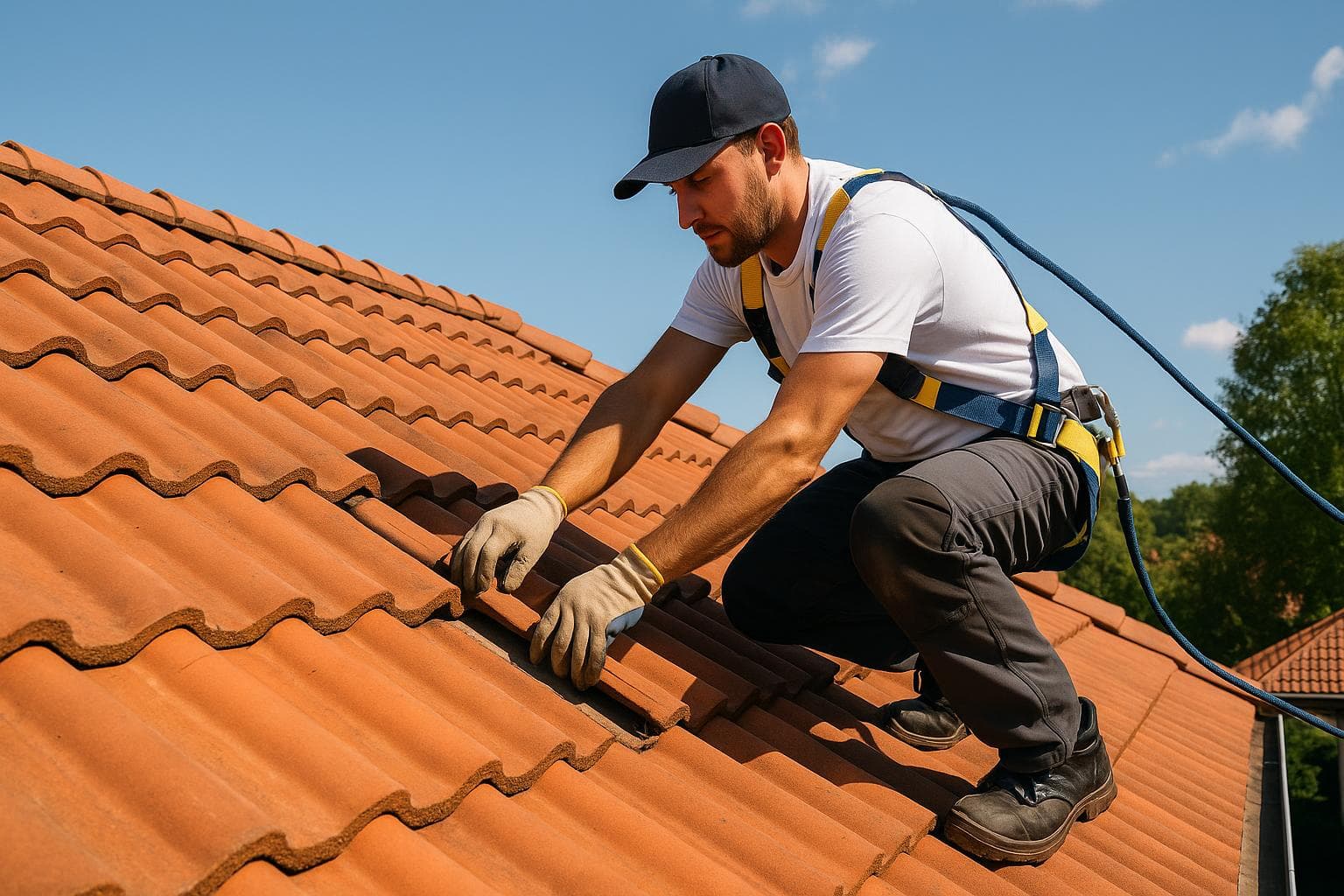 Profesional de tejados trabajando en Elche